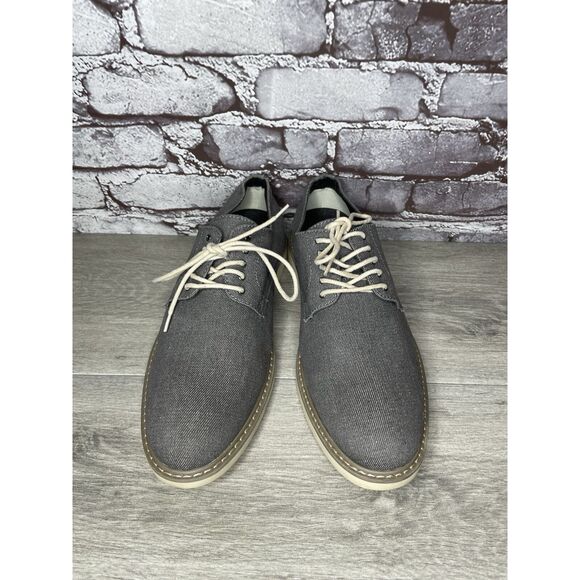 Public Opinion Gray Derby Oxfords Textured Fabric Casual Lace Up Shoes Men 9.5M - Picture 3 of 16